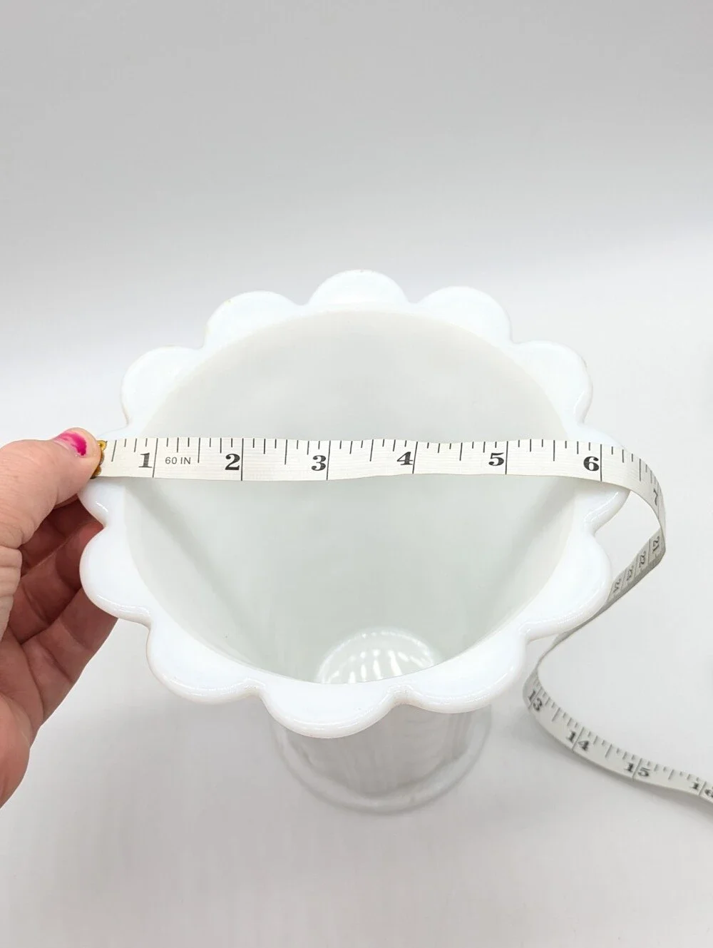Vintage White Zipper & Button Milk Glass Vase